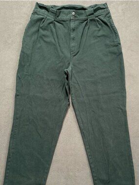 NWT Lucy & Yak Pants Green 38/L Trousers Organic Twill Cotton Elastic Waist